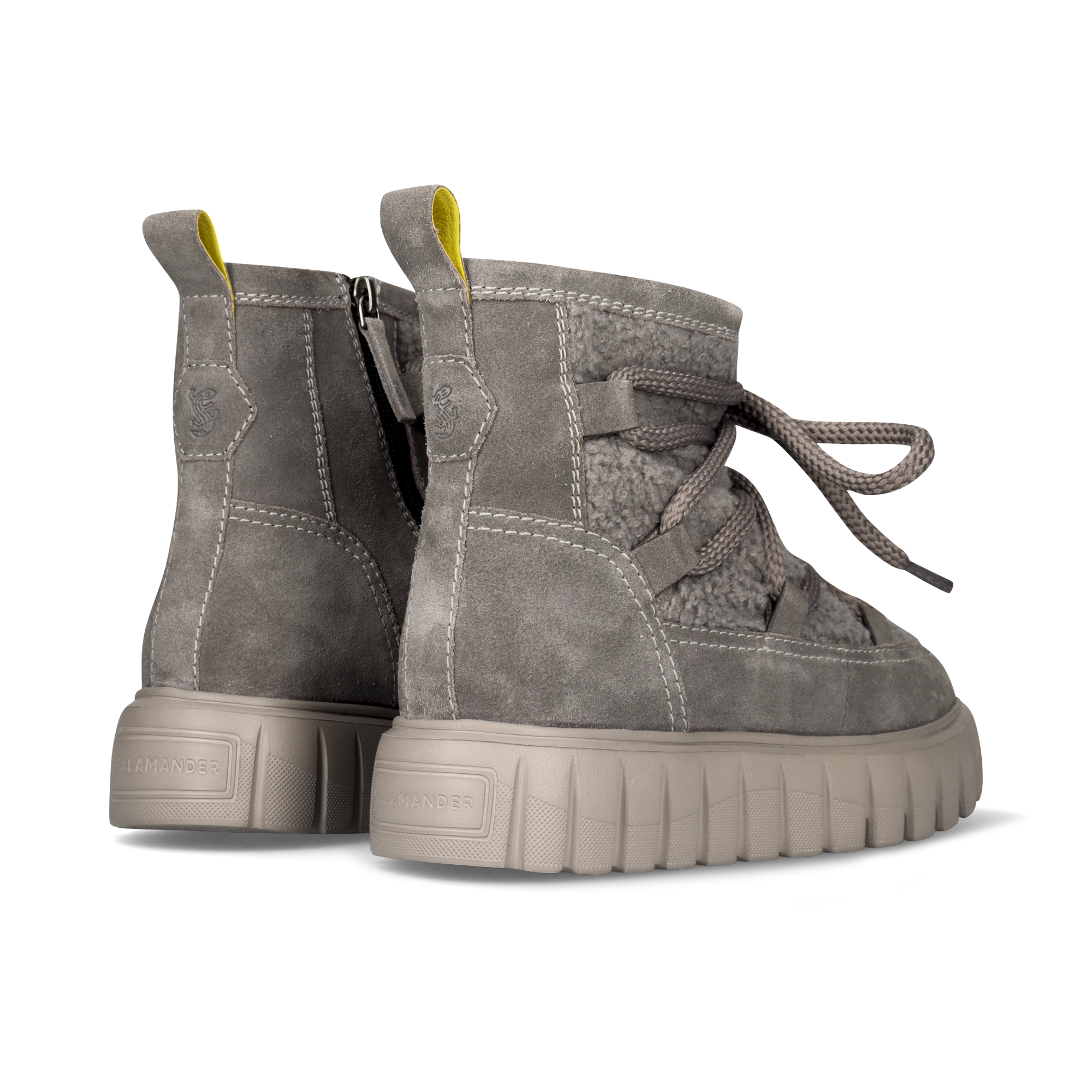 LEATHER WINTER ANKLE BOOTS GRAY