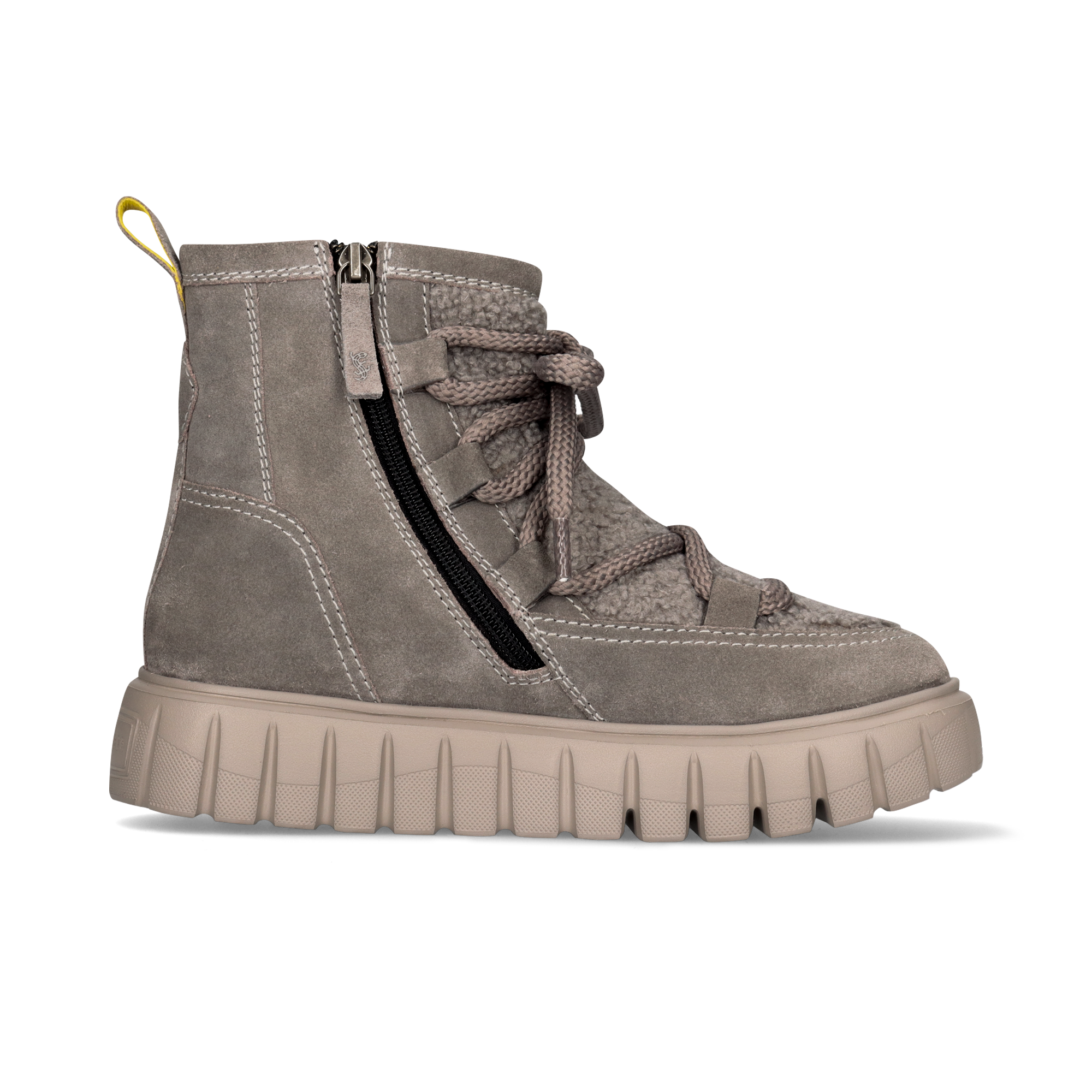 LEDER WINTERSTIEFELETTE GRAU