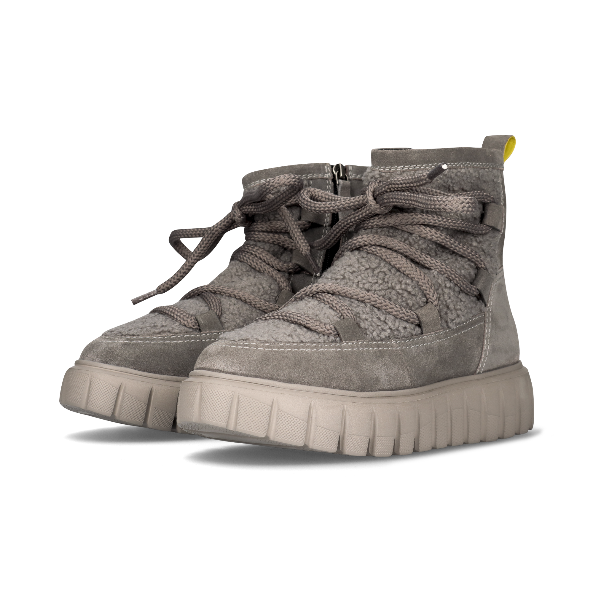 LEDER WINTERSTIEFELETTE GRAU