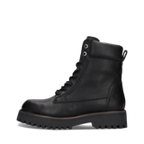 Schwarze Schnürstiefel aus Leder mit Lammfellfutter