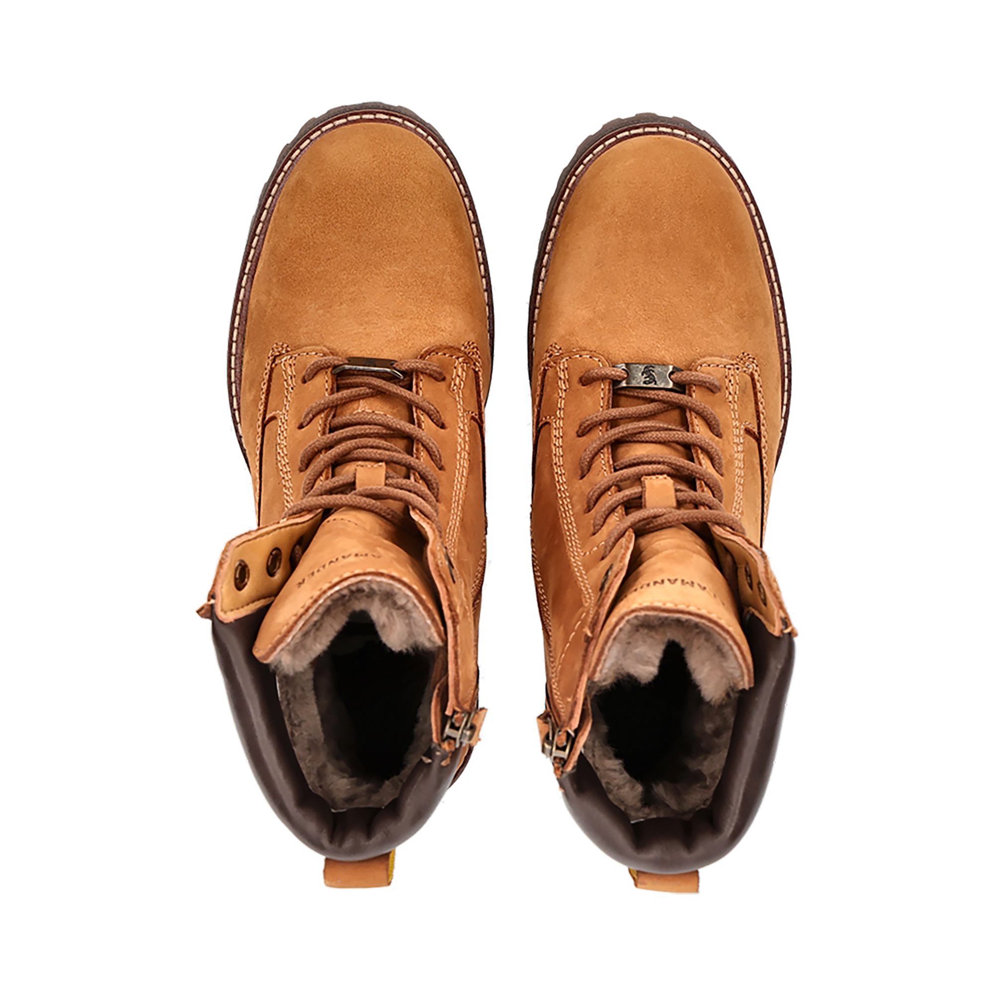 LEDER SCHNÜRSTIEFELETTE COGNAC/DUNKELBRAUN