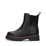 Schwarze Stiefeletten aus Leder mit Lammfellfutter