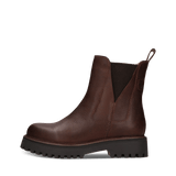 Mittelbraune Stiefeletten aus Leder mit Lammfellfutter