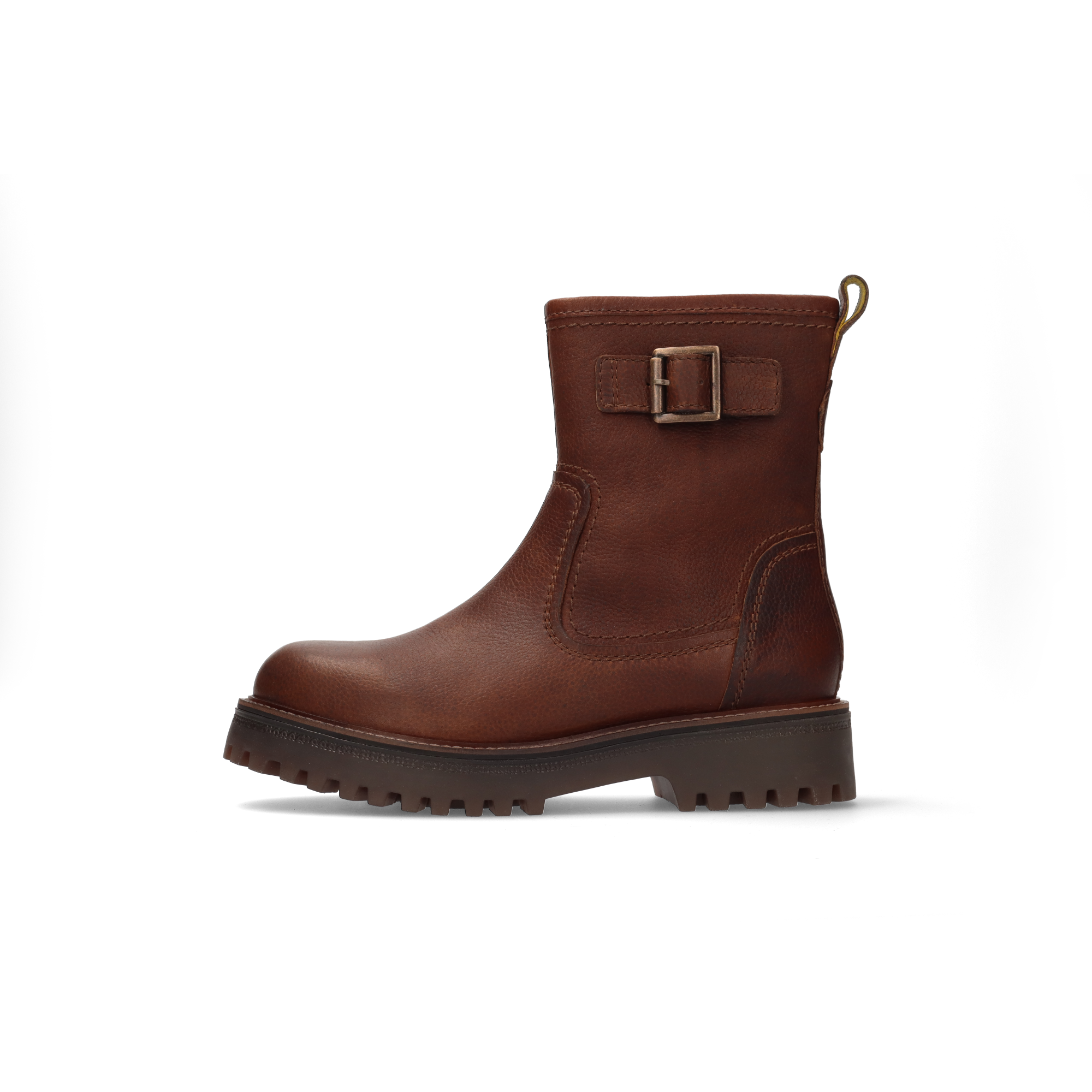 LEDER BIKER-STIEFELETTE DUNKELBRAUN