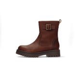 LEDER BIKER-STIEFELETTE DUNKELBRAUN