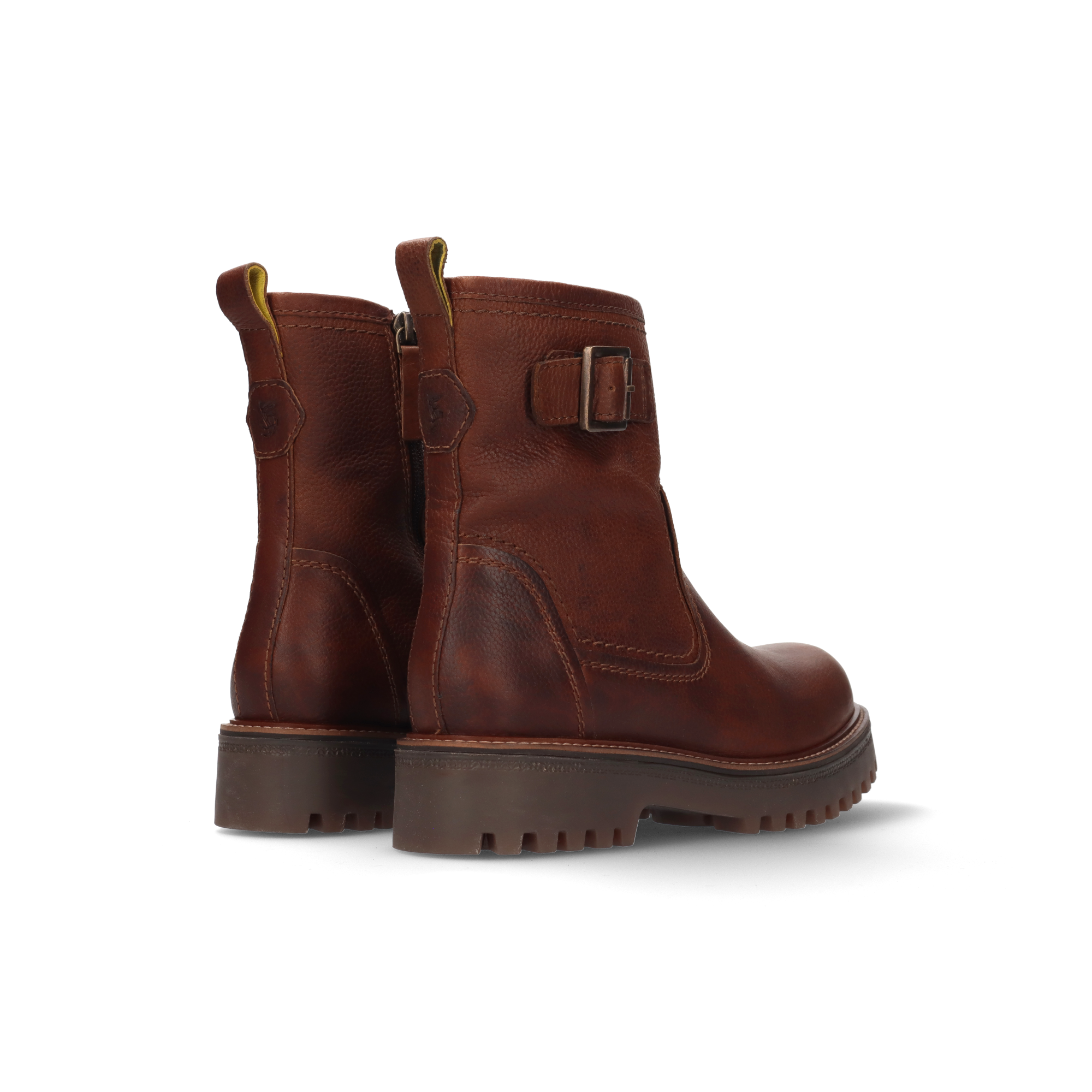 LEDER BIKER-STIEFELETTE DUNKELBRAUN