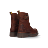 LEDER BIKER-STIEFELETTE DUNKELBRAUN