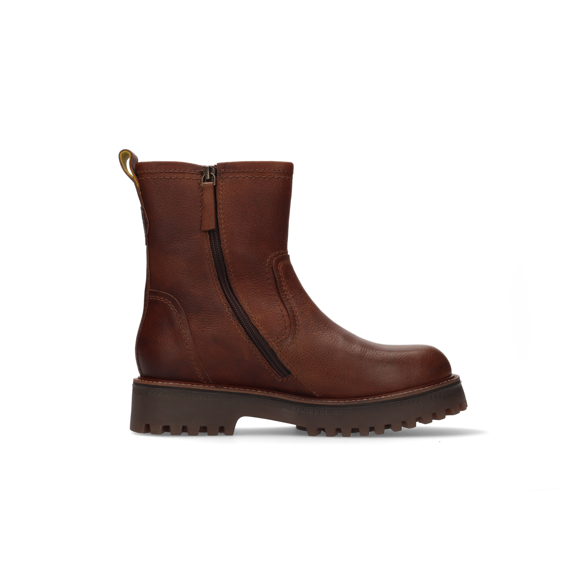 LEDER BIKER-STIEFELETTE DUNKELBRAUN