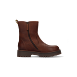 LEDER BIKER-STIEFELETTE DUNKELBRAUN