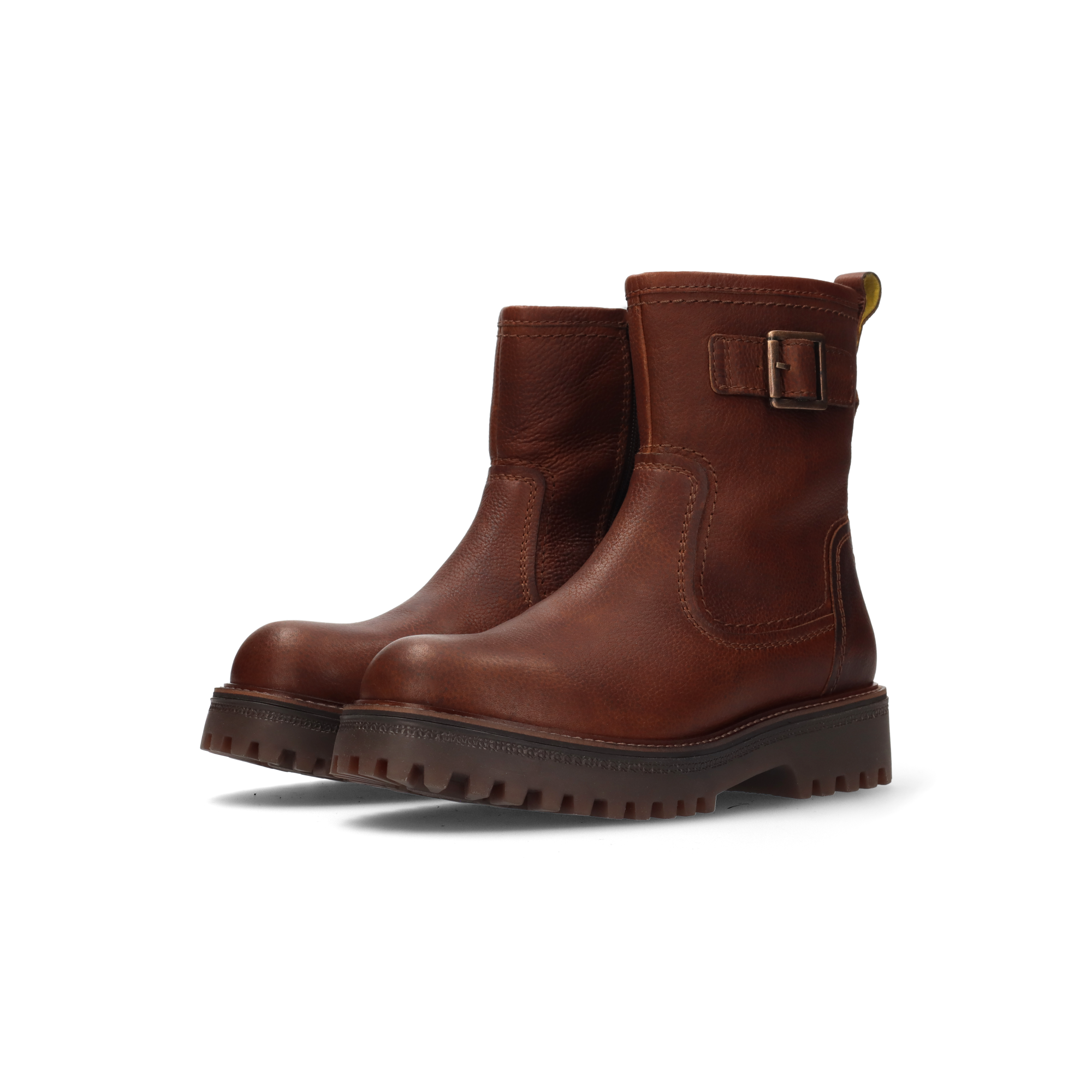 LEDER BIKER-STIEFELETTE DUNKELBRAUN