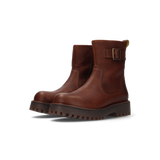 LEDER BIKER-STIEFELETTE DUNKELBRAUN