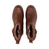 LEDER BIKER-STIEFELETTE DUNKELBRAUN