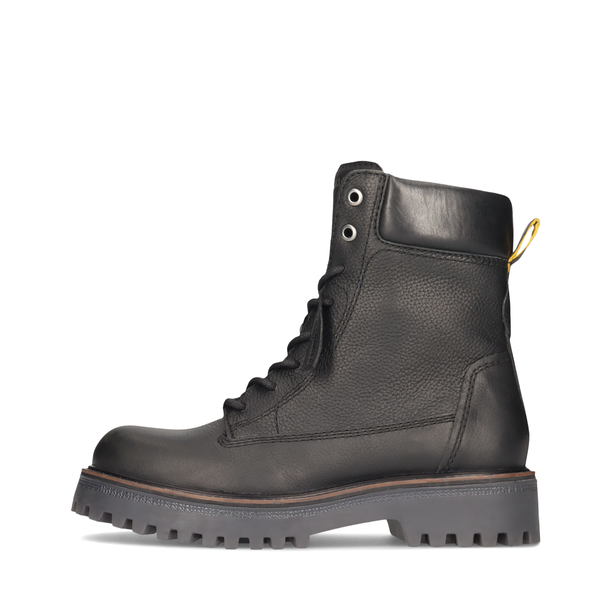 LEATHER LACE-UP ANKLE BOOTS BLACK