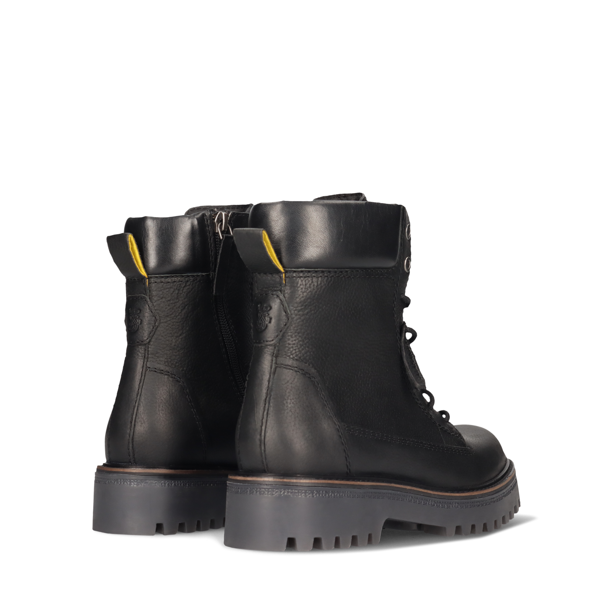 LEATHER LACE-UP ANKLE BOOTS BLACK