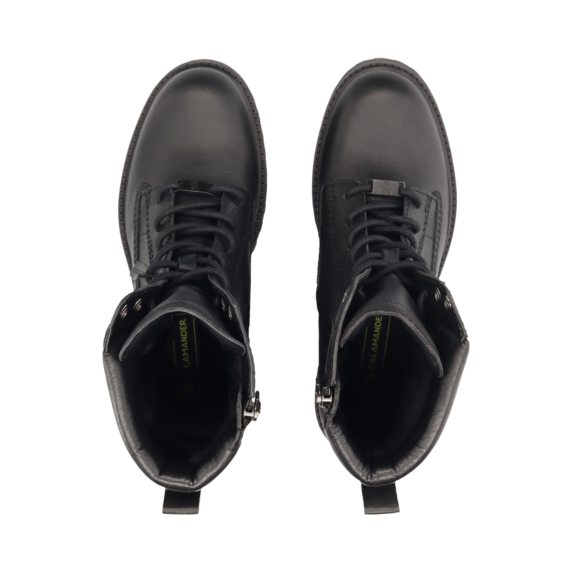 LEATHER LACE-UP ANKLE BOOTS BLACK