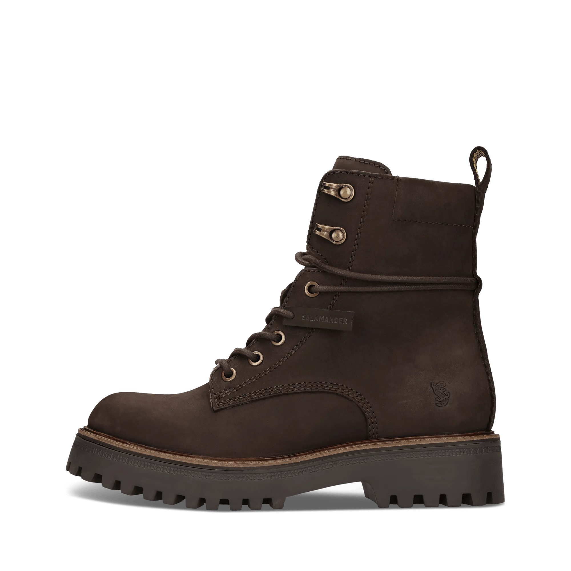 Dunkelbraune Damen-Schnürstiefel aus Leder