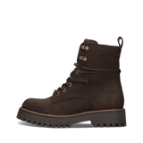 Dunkelbraune Damen-Schnürstiefel aus Leder