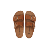 Leder Pantoletten cognac