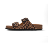 Veloursleder-Pantoletten Animal-Print