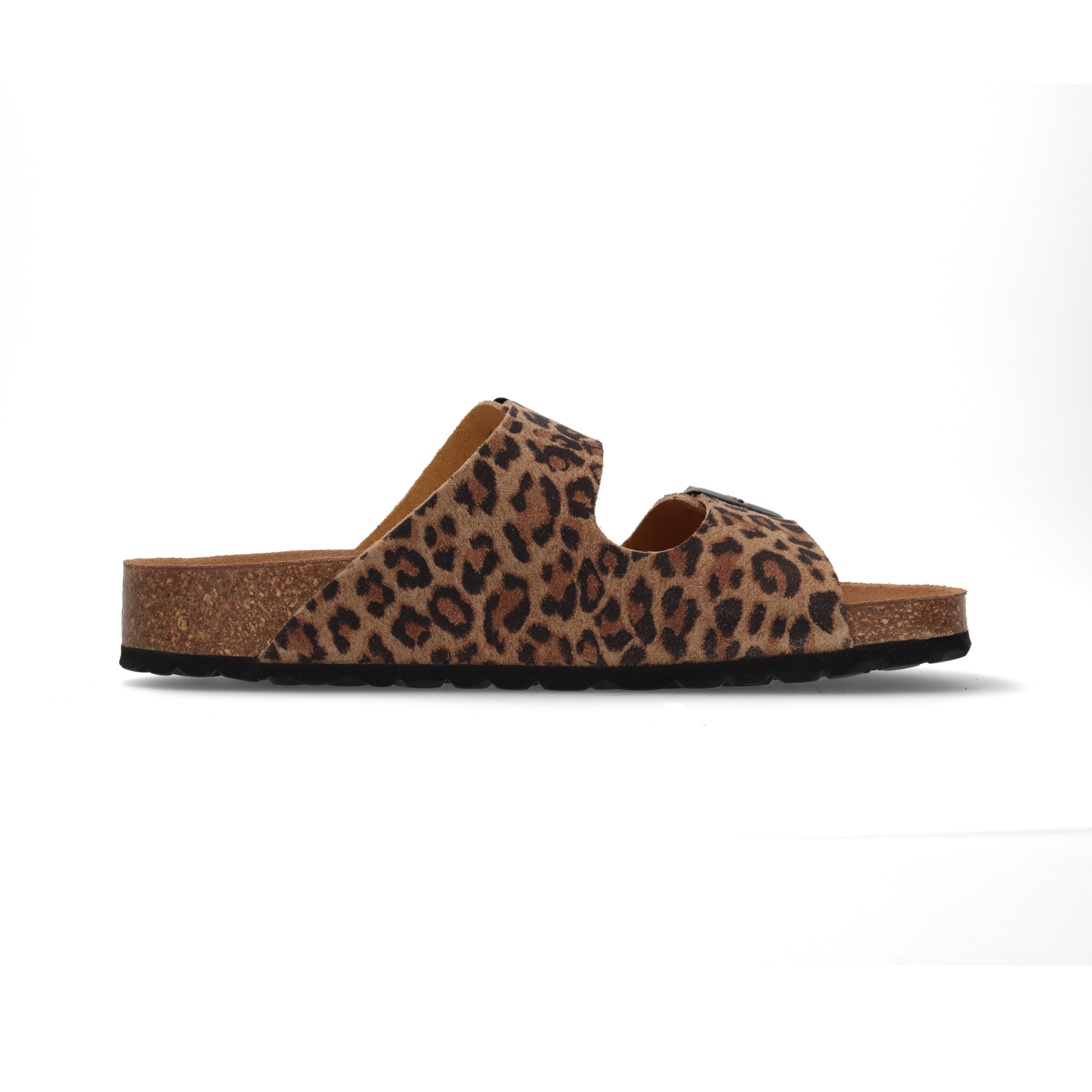 Veloursleder-Pantoletten Animal-Print