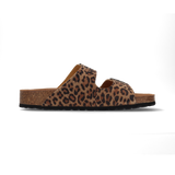 Veloursleder-Pantoletten Animal-Print