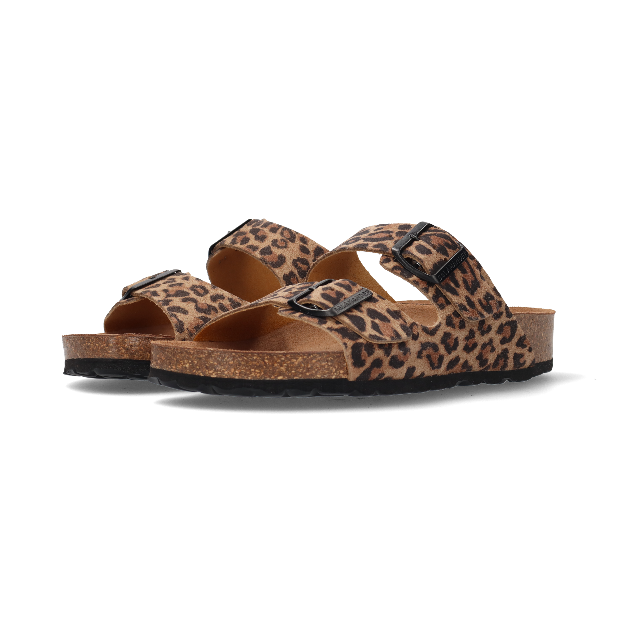 Veloursleder-Pantoletten Animal-Print