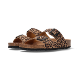 Veloursleder-Pantoletten Animal-Print