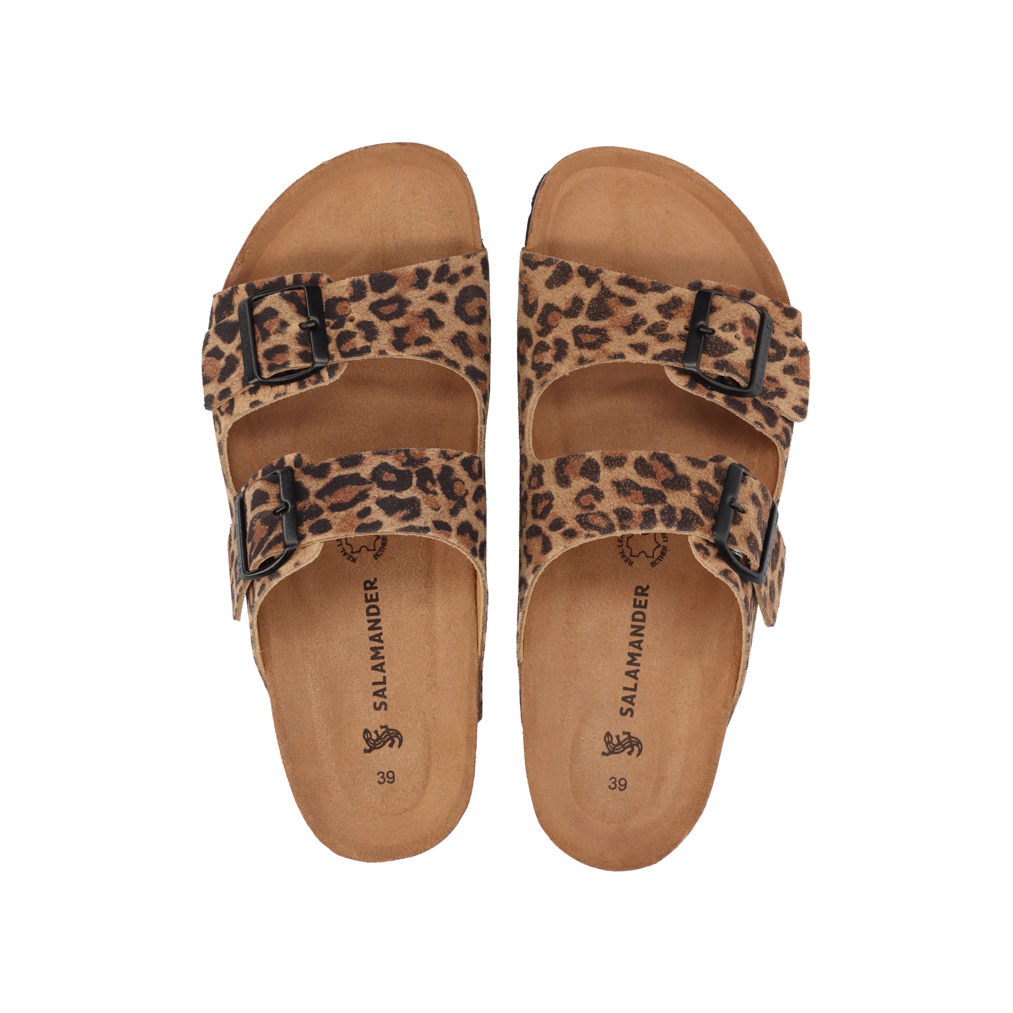 Veloursleder-Pantoletten Animal-Print