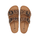 Veloursleder-Pantoletten Animal-Print