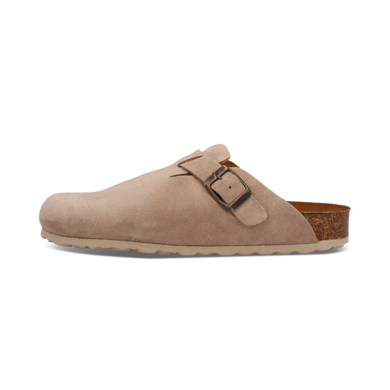 Leder Pantoletten Taupe