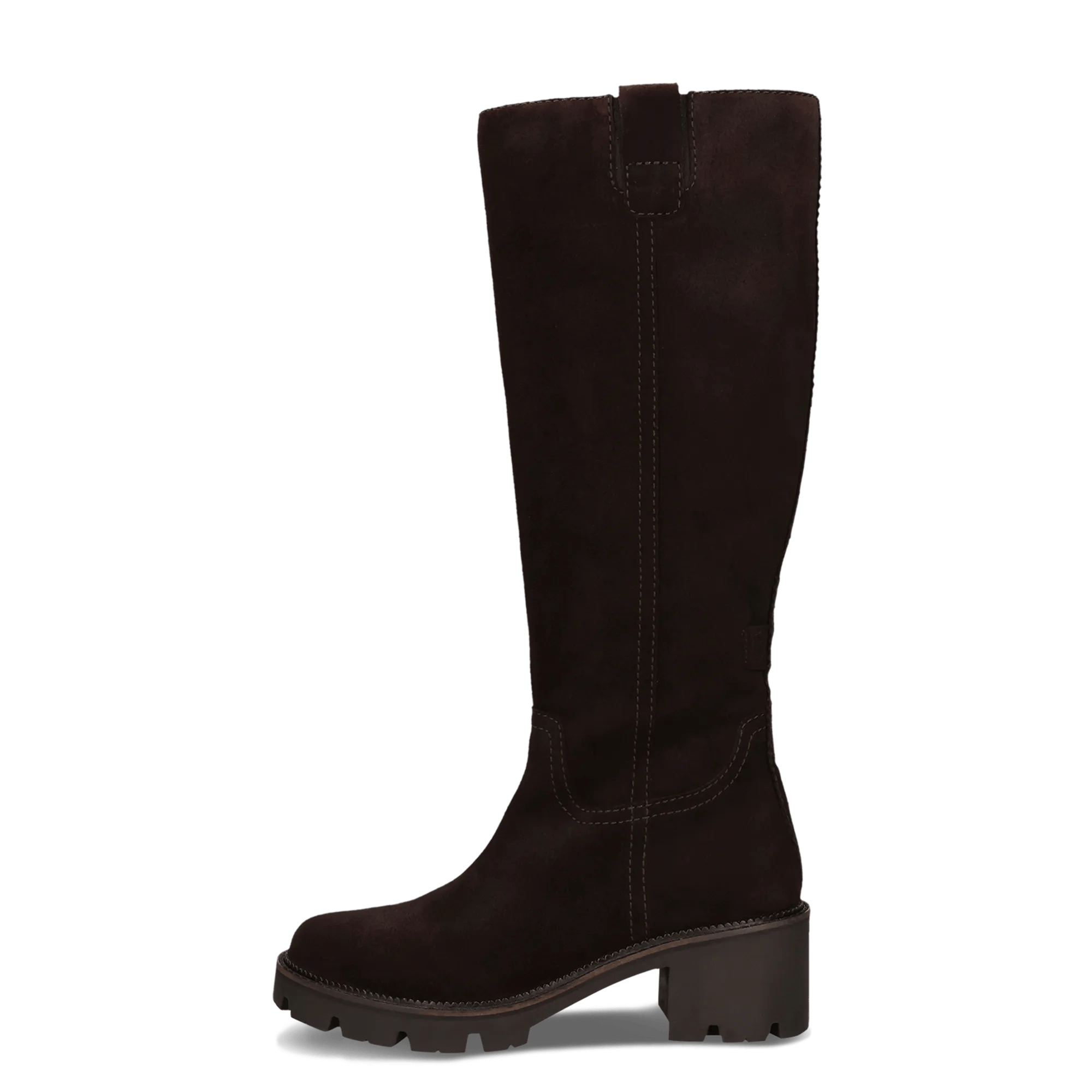 Dunkelbraune Langschaftstiefel aus Leder mit Chunky-Sohle