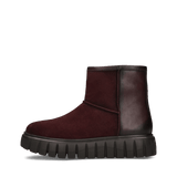 Bordeauxrote Damen-Stiefel aus Leder mit Chunky-Sohle