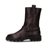 Dunkelbraune Stiefel aus Leder mit Chunky-Sohle