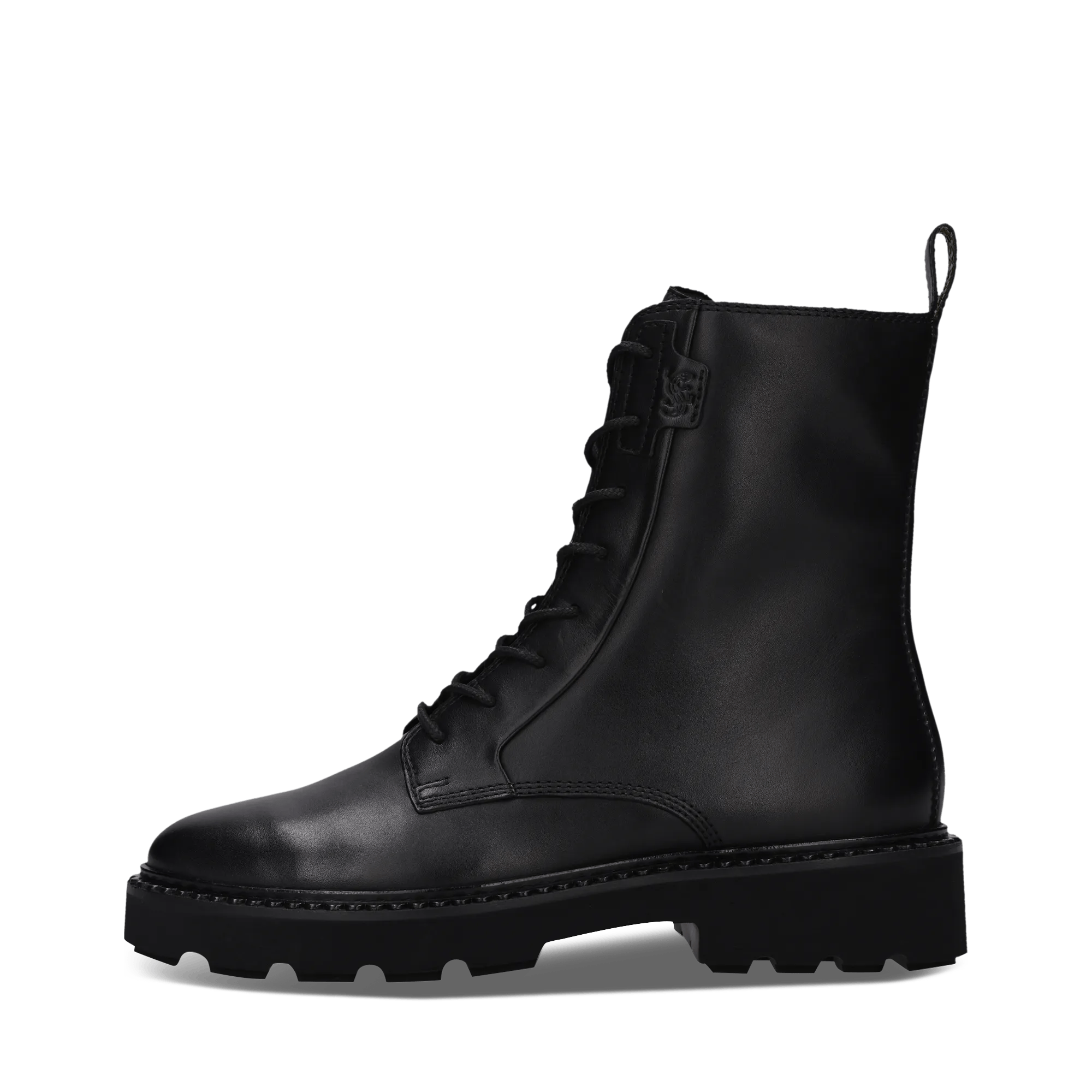Schwarze Schnürstiefel aus Leder mit Reißverschluss