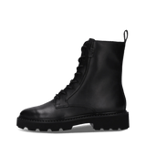 Schwarze Schnürstiefel aus Leder mit Reißverschluss