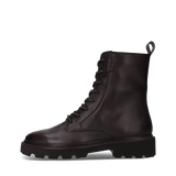 Bordeauxrote Schnürstiefel aus Leder mit Reißverschluss