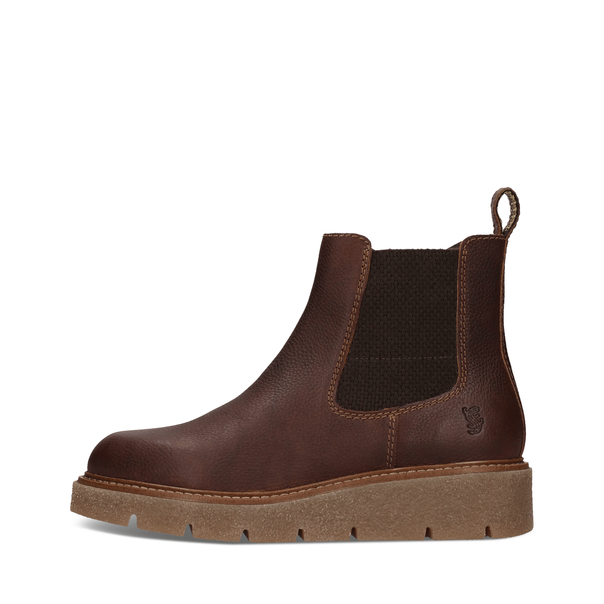 Mittelbraune Chelsea Boot aus Leder mit Crepeoptik-Sohle