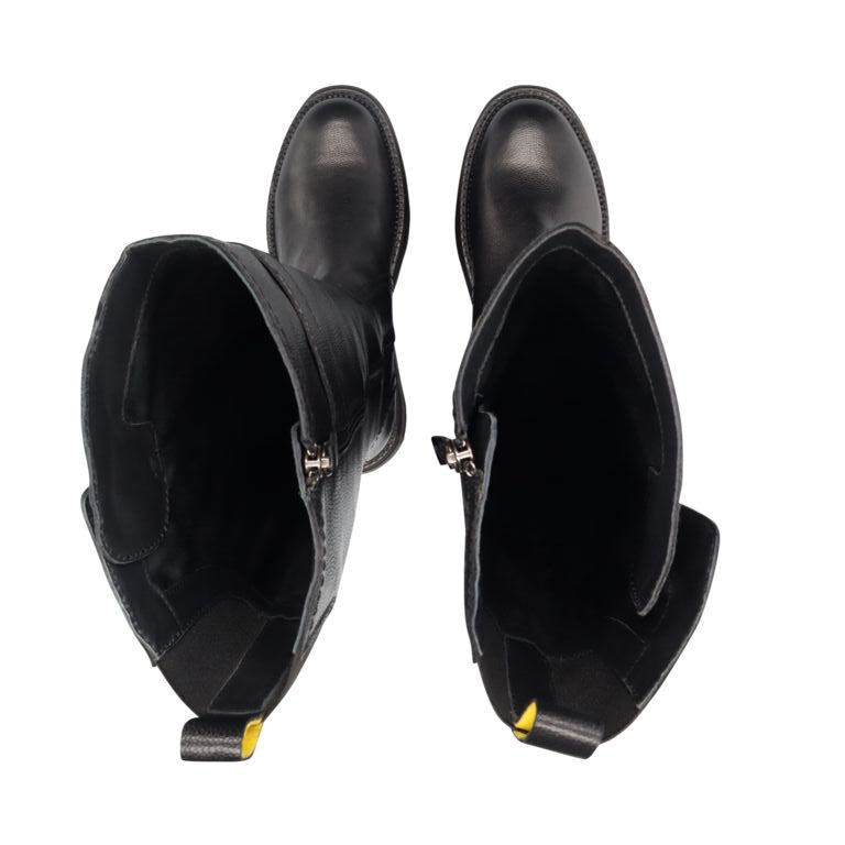 LEATHER KNEE-HIGH BOOTS BLACK