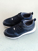 LEDER SNEAKER DUNKELBLAU/SCHWARZ