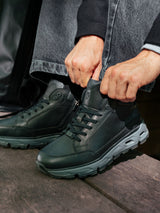 LEDER SCHNÜRSTIEFEL SCHWARZ