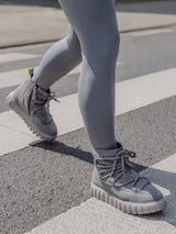 LEDER WINTERSTIEFELETTE GRAU