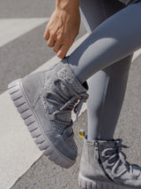 LEDER WINTERSTIEFELETTE GRAU